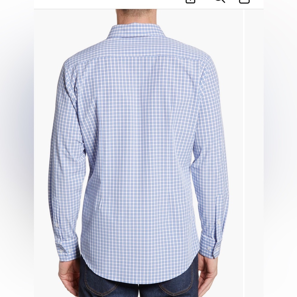 Mizzen+Main Men's Performance Shirt Blue Alexander Checkered Shirt XL Trim Fit - Picture 5 of 14